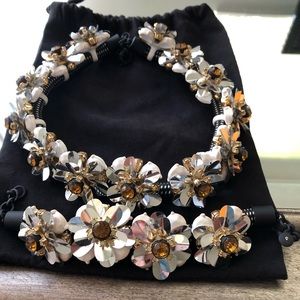 J. Crew metallic flower necklace and bracelet